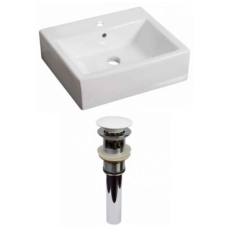 21-in. W Above Counter White Vessel Set For 1 Hole Center Faucet